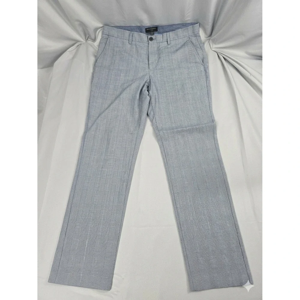 Banana Republic Aiden Fit Mens 34x32 Blue Glen Plaid Cotton Chino Pants Slim